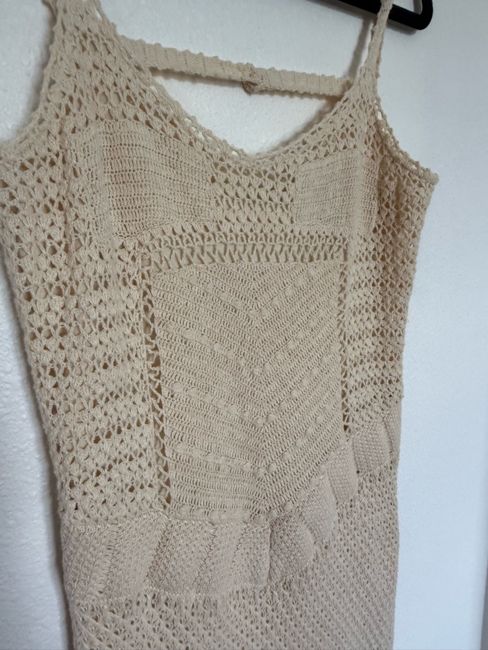 Moda International Crochet Knit Mermaid Hem Midi Dress S Boho Coastal - Picture 8 of 13